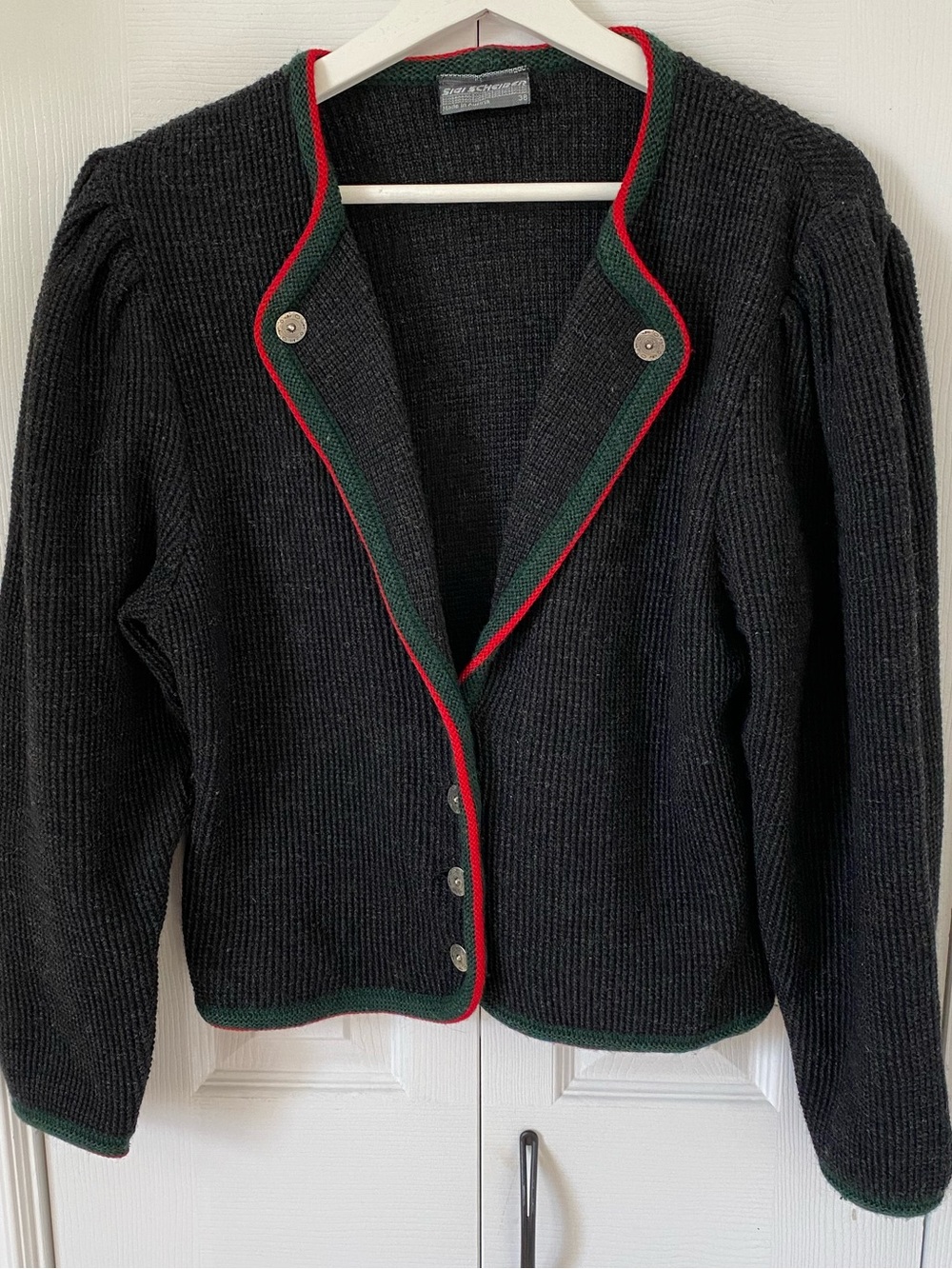 Sigi Scheiber Tyrol Austrian Wool knit Jacket Trachten Octoberfest 100% wool 38